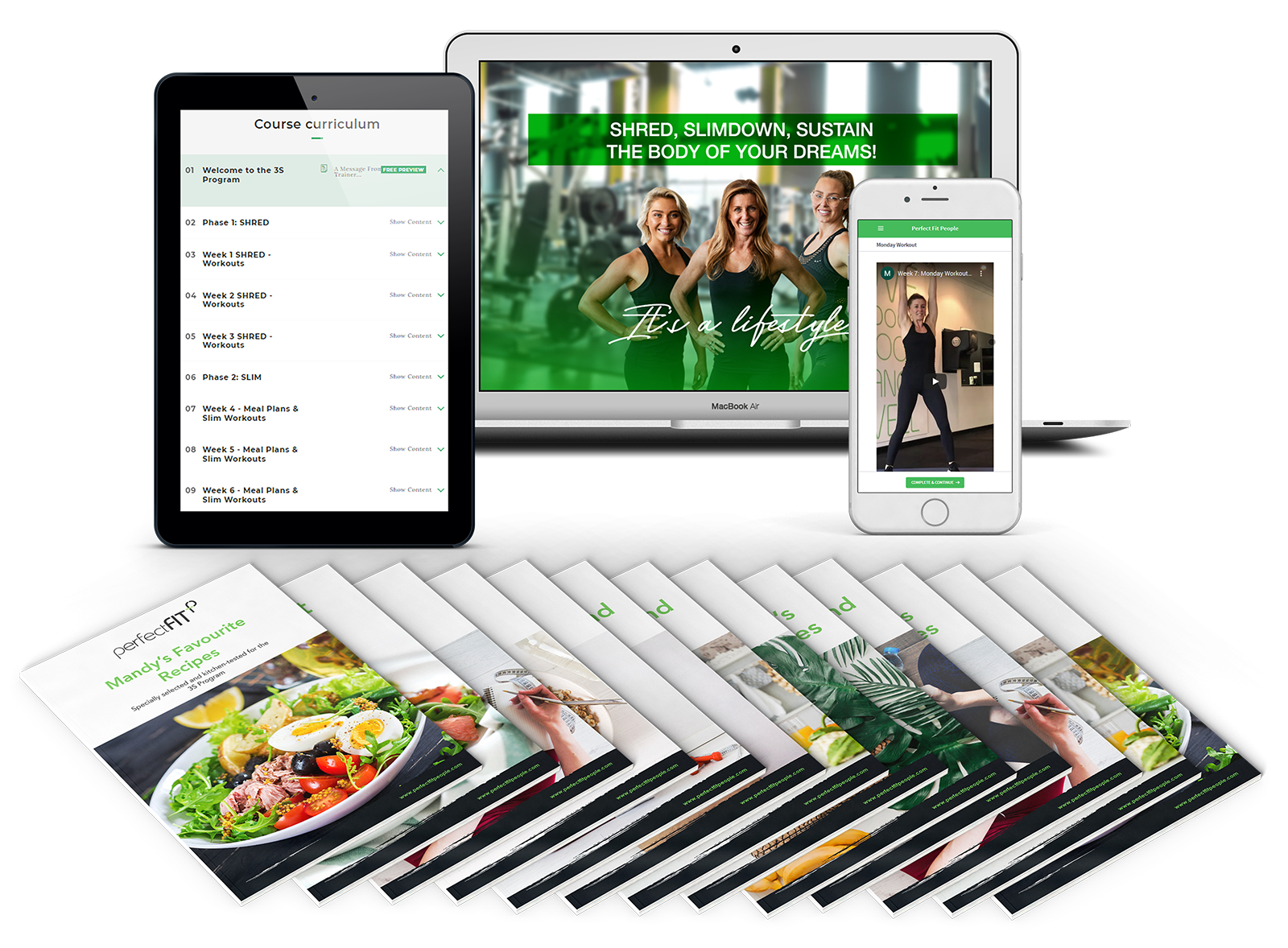 Perfect Fit 3S Online Program a picture of materials that are included in the Perfect Fit 3S Online Program