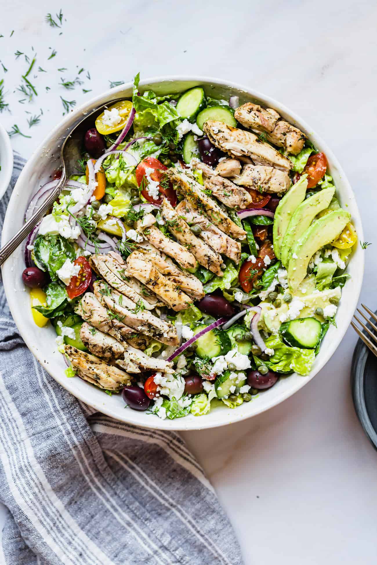 Greek Chicken Salad greek chicken salad in a bowl
